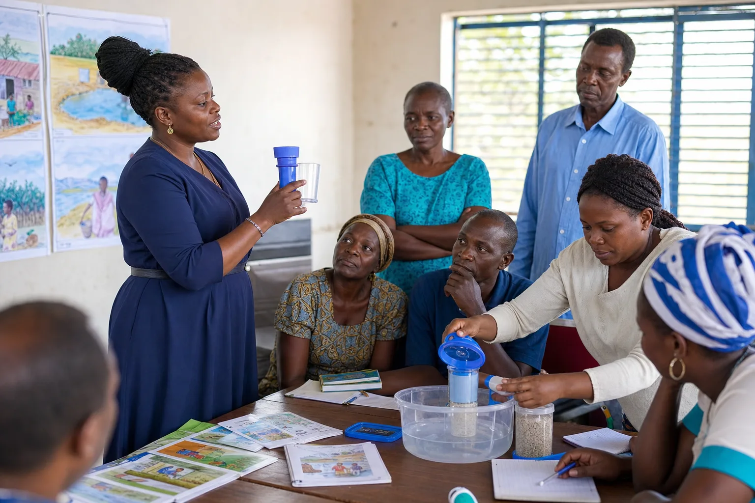 A public-health educator facilitating a practical preventive-health learning program